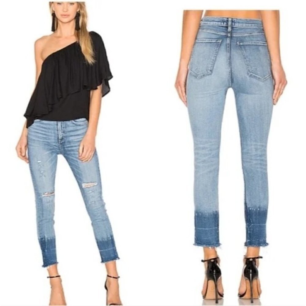 AGOLDE Ruby Super High Rise Jeans 26 Cropped Strght 2 Tone Coastal Cowgirl Rodeo - Picture 2 of 10